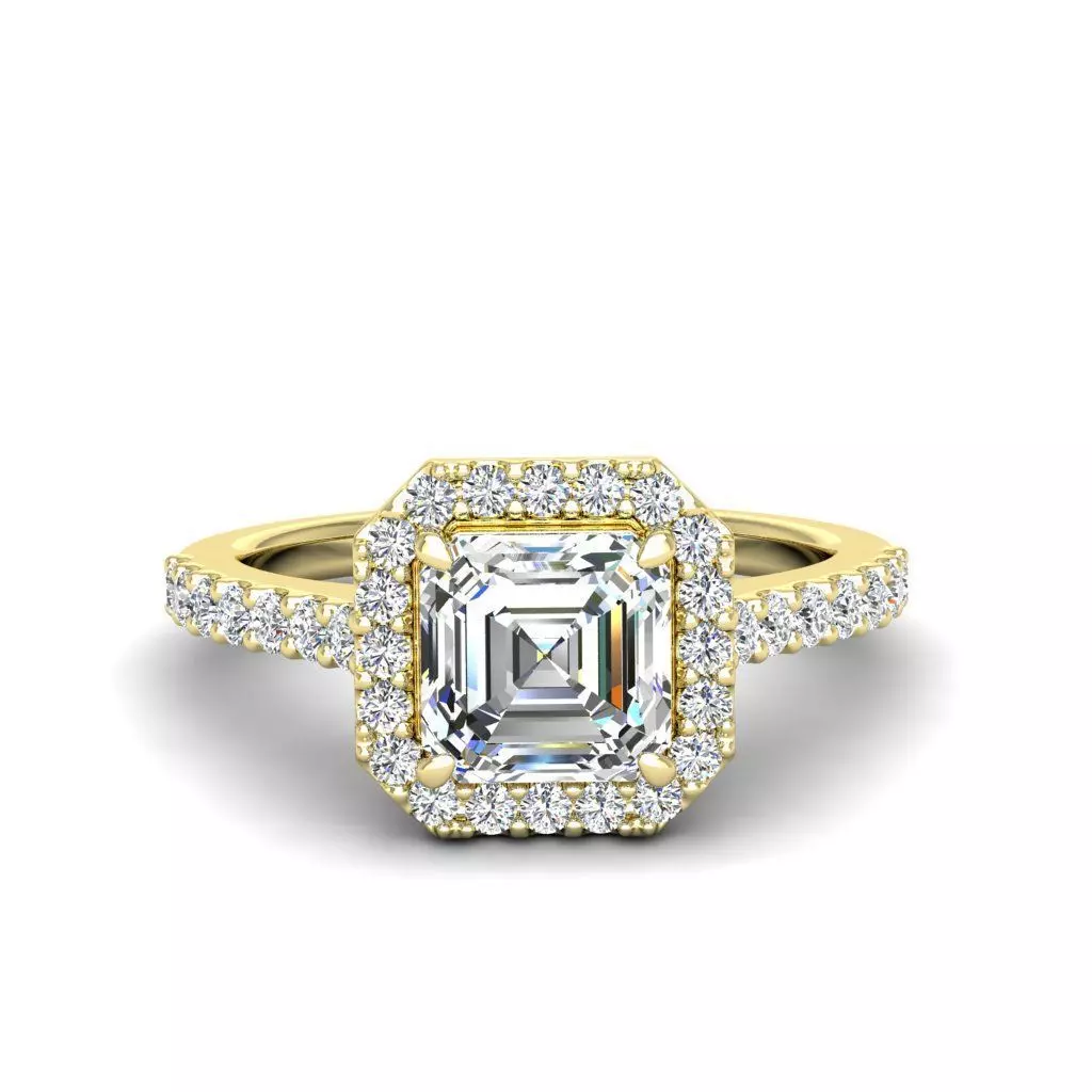 Luxury Engagement Diamond ring ascher 3D print model_0