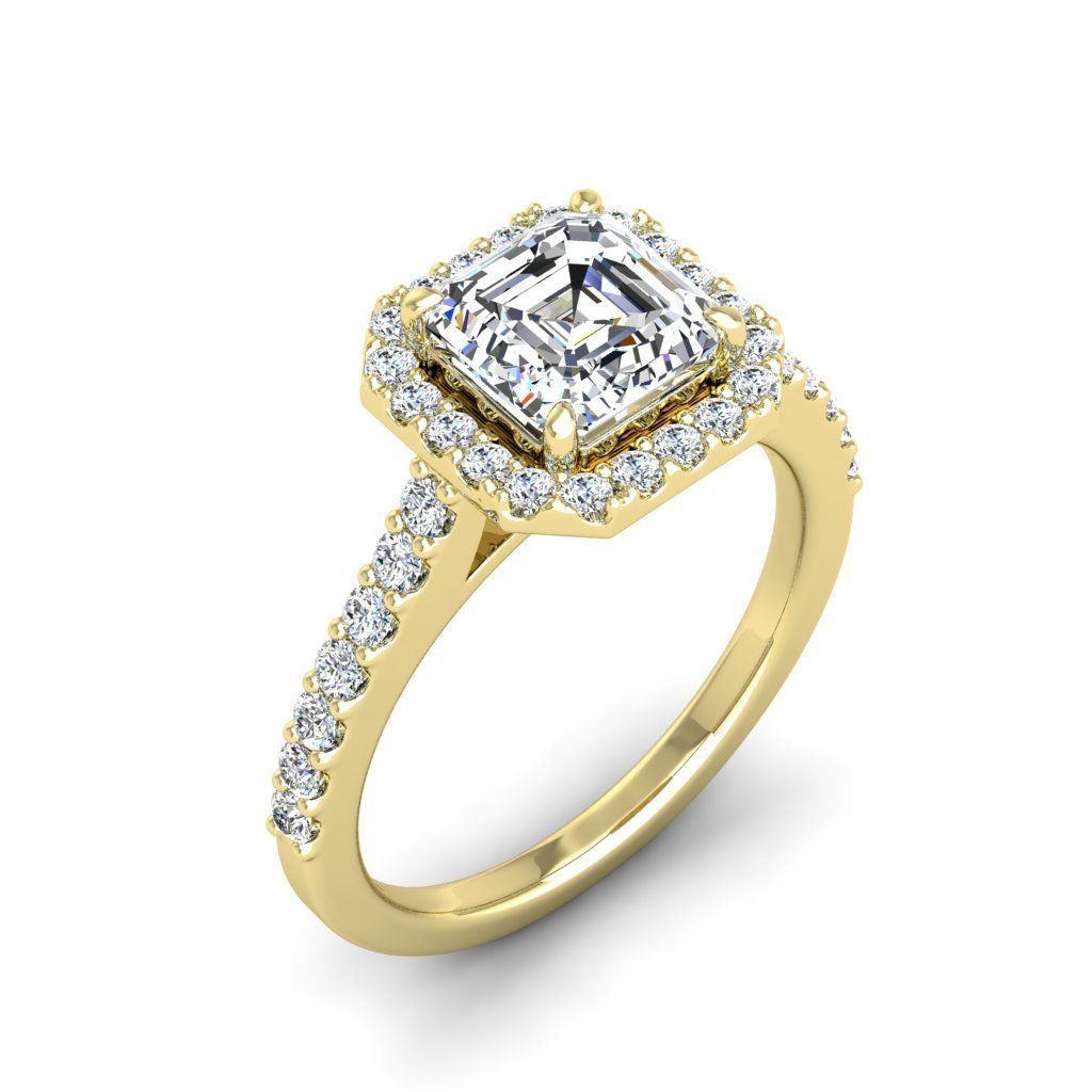 Luxury Engagement Diamond ring ascher 3D print model_10
