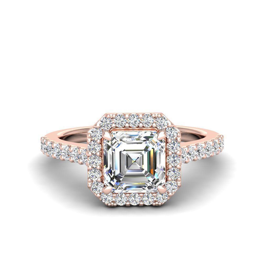 Luxury Engagement Diamond ring ascher 3D print model_18
