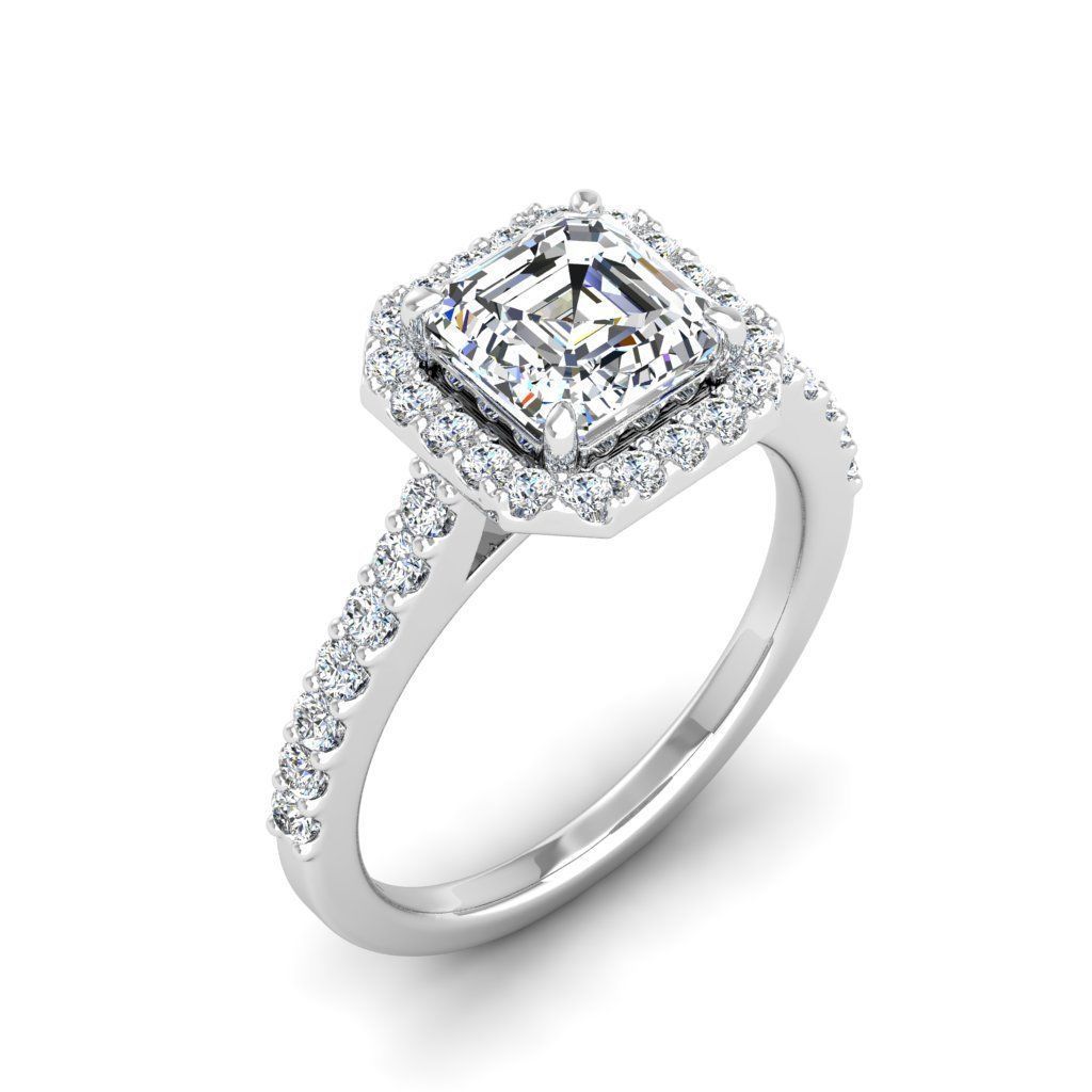 Luxury Engagement Diamond ring ascher 3D print model_21