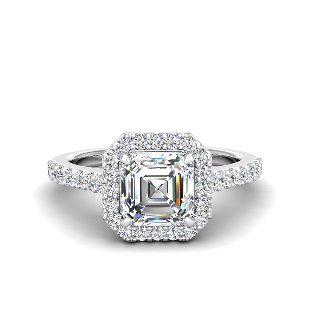 Luxury Engagement Diamond ring ascher 3D print model_8
