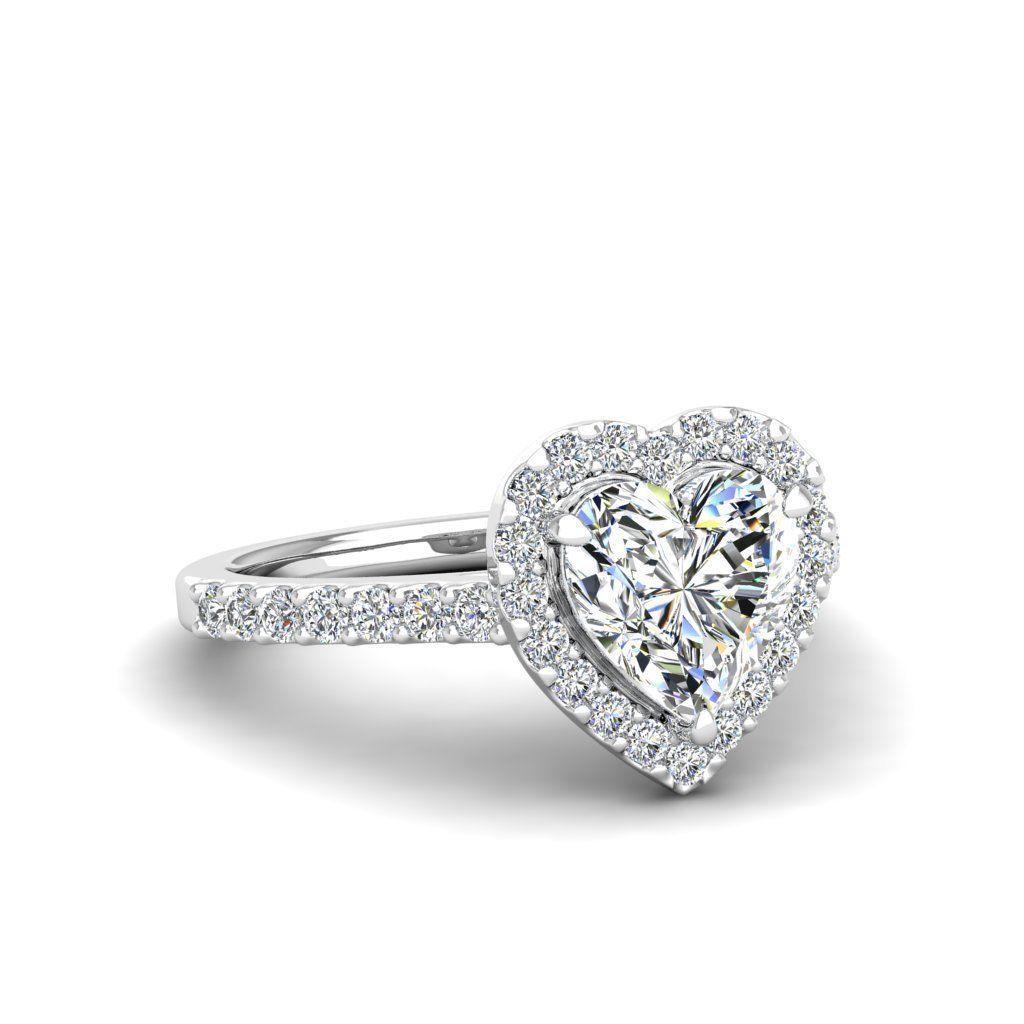 Luxury Engagement Diamond ring heart 3D print model_11