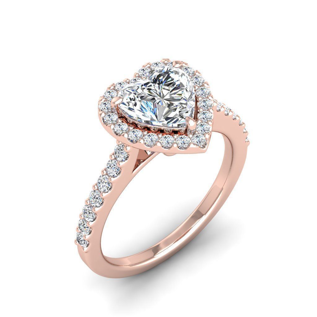 Luxury Engagement Diamond ring heart 3D print model_18