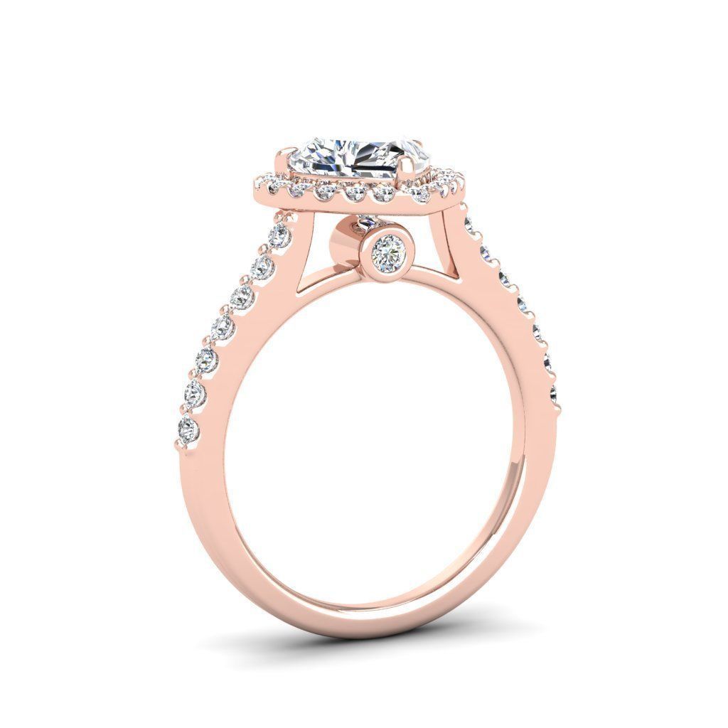Luxury Engagement Diamond ring heart 3D print model_12
