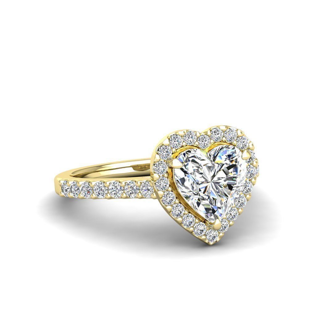 Luxury Engagement Diamond ring heart 3D print model_25