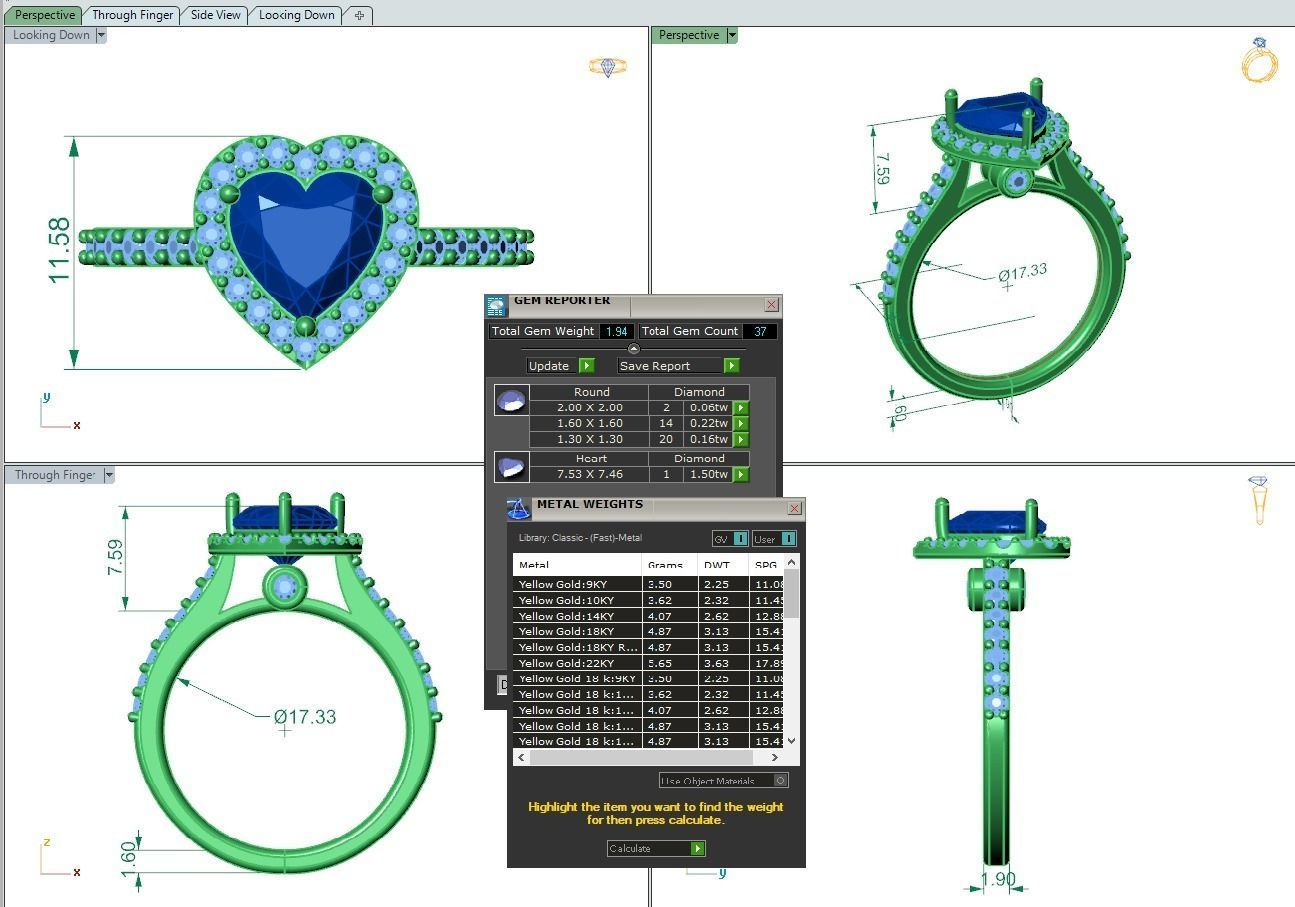 Luxury Engagement Diamond ring heart 3D print model_4