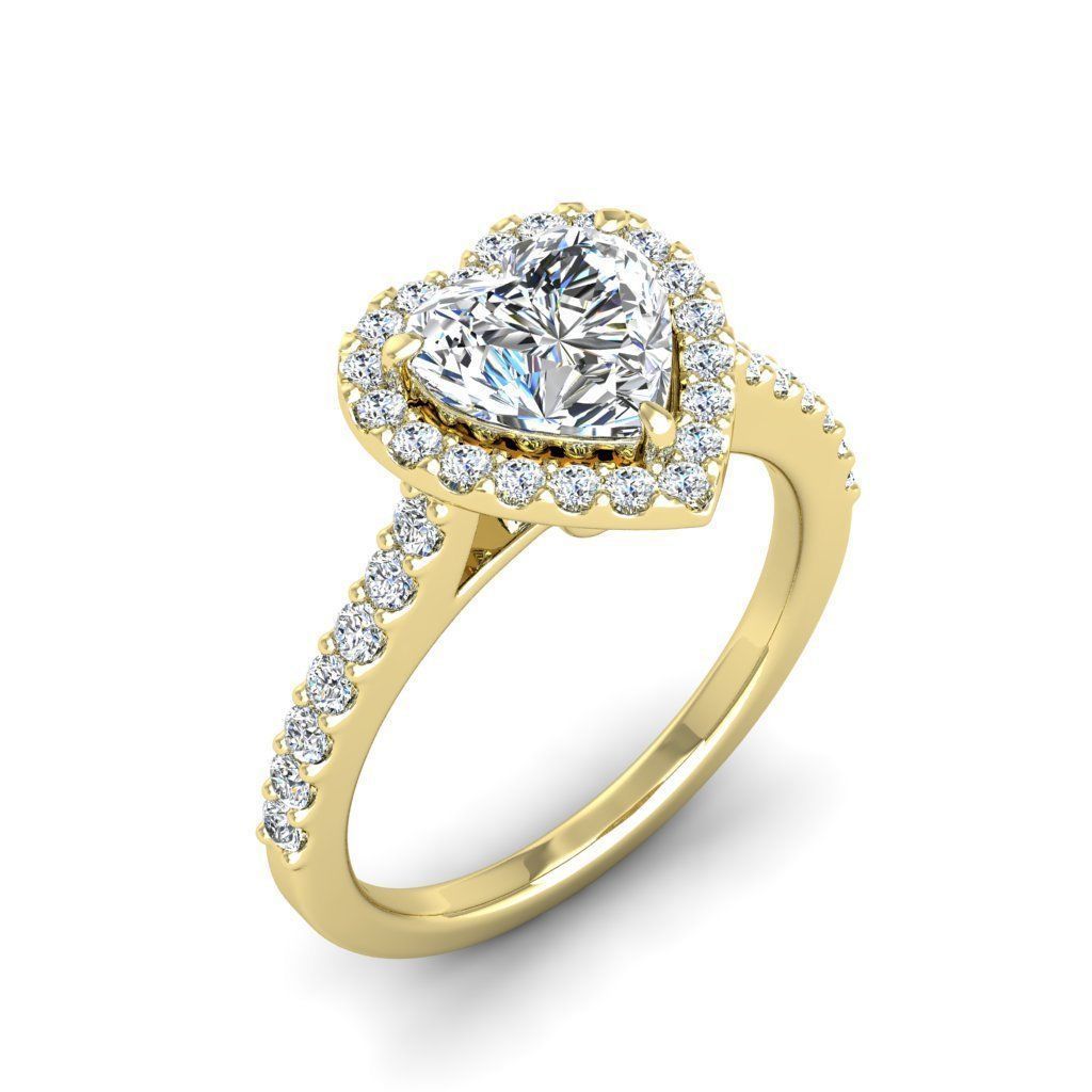 Luxury Engagement Diamond ring heart 3D print model_14