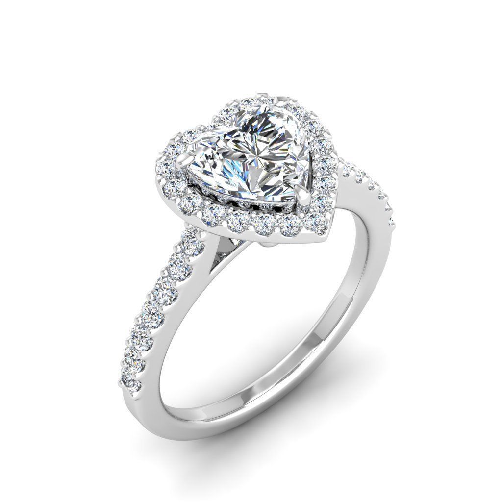 Luxury Engagement Diamond ring heart 3D print model_17