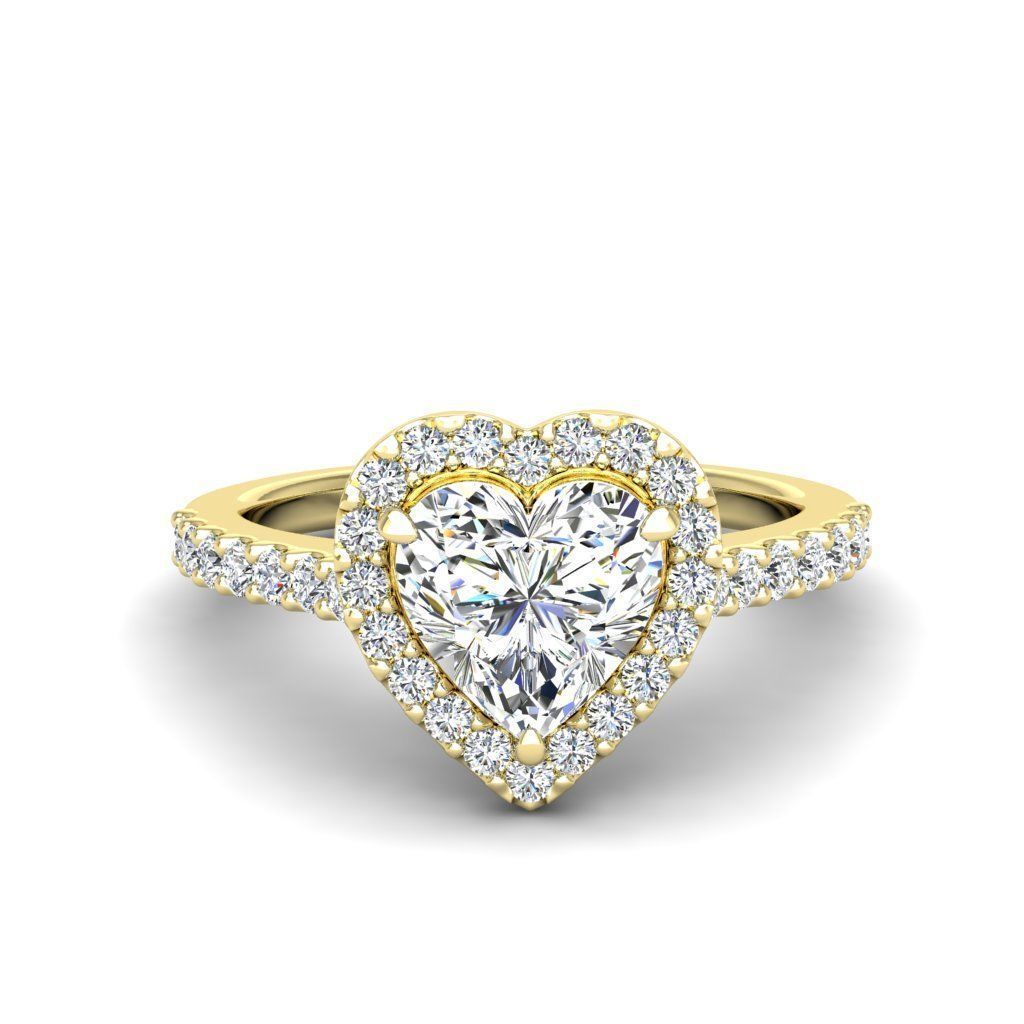 Luxury Engagement Diamond ring heart 3D print model_28