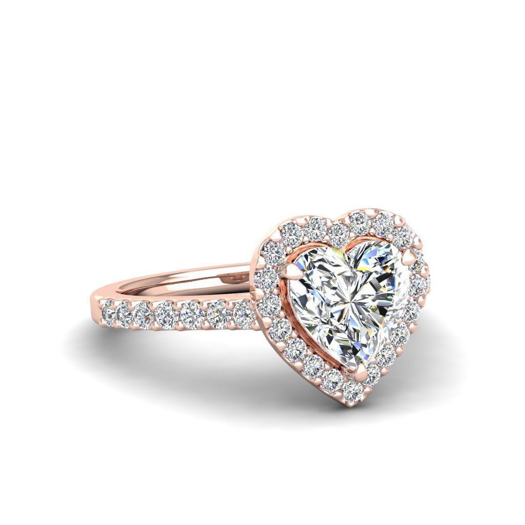 Luxury Engagement Diamond ring heart 3D print model_23
