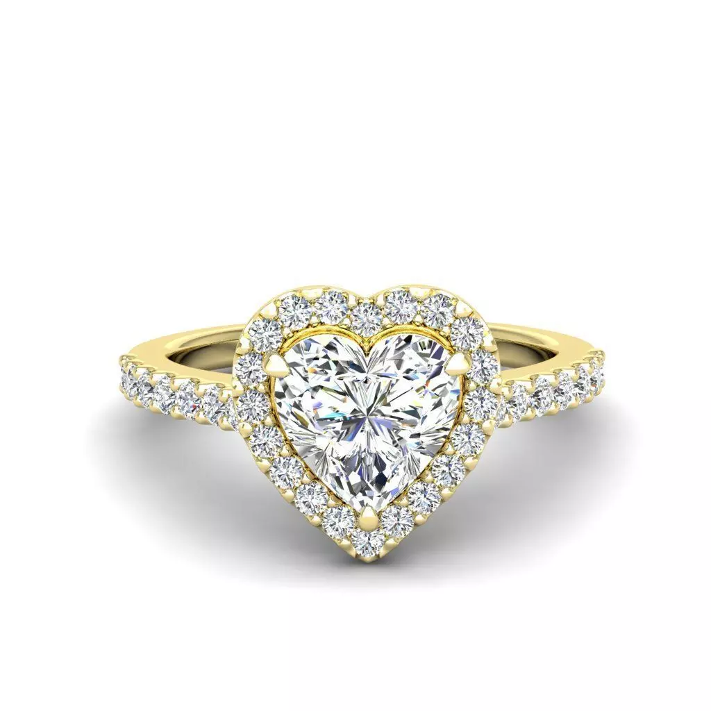 Luxury Engagement Diamond ring heart 3D print model_0