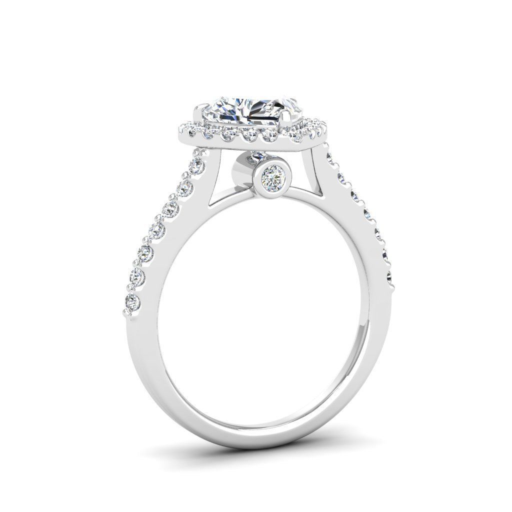 Luxury Engagement Diamond ring heart 3D print model_5