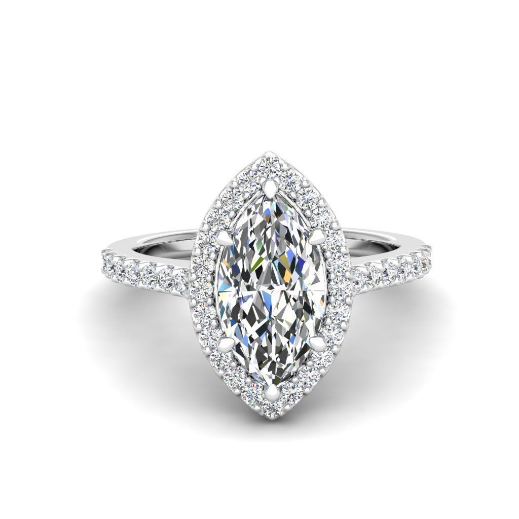 Luxury Engagement Diamond ring marquise 3D print model_9