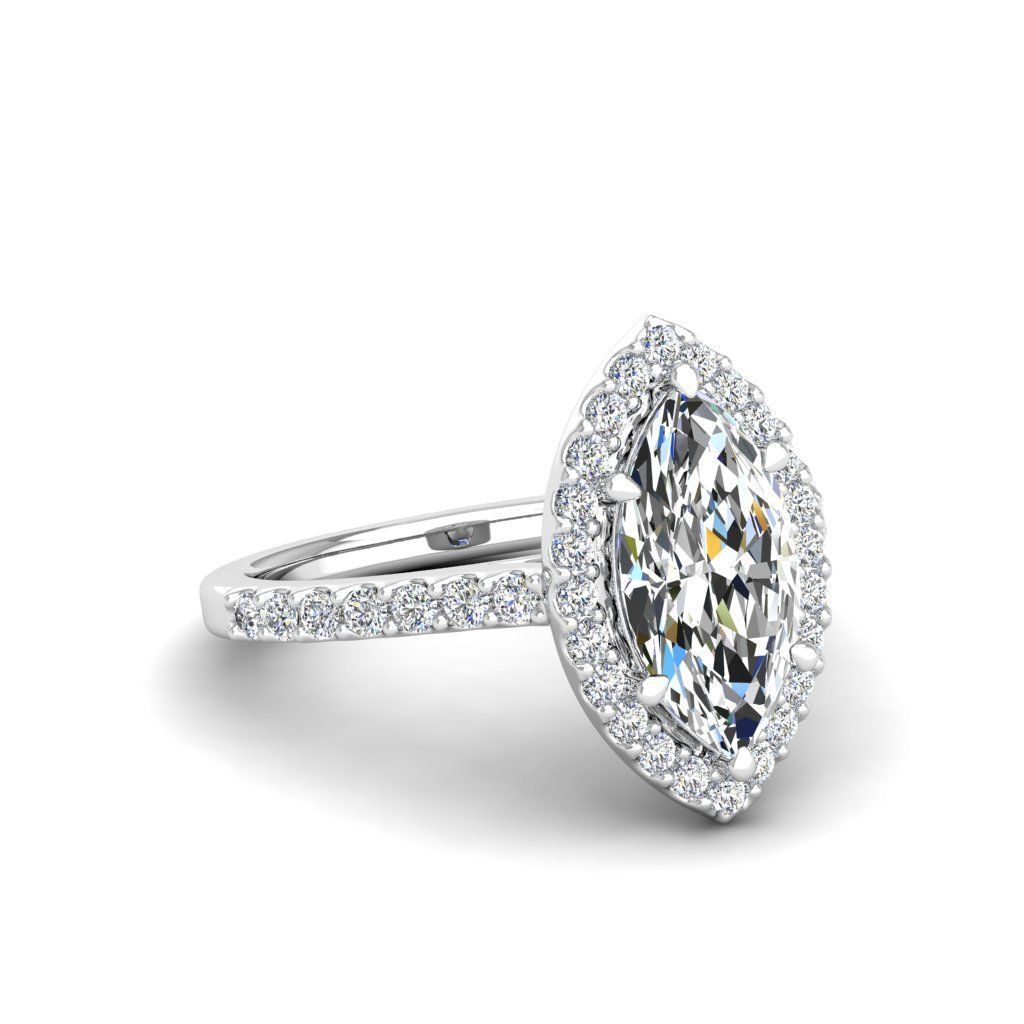 Luxury Engagement Diamond ring marquise 3D print model_25