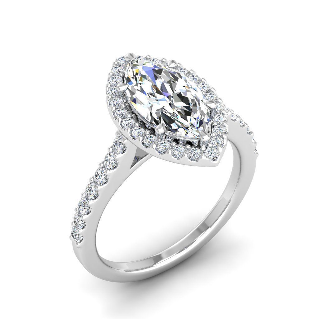 Luxury Engagement Diamond ring marquise 3D print model_12