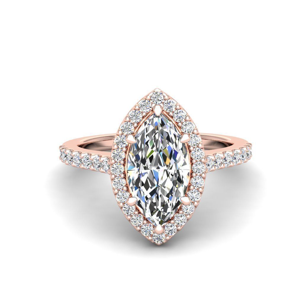 Luxury Engagement Diamond ring marquise 3D print model_21