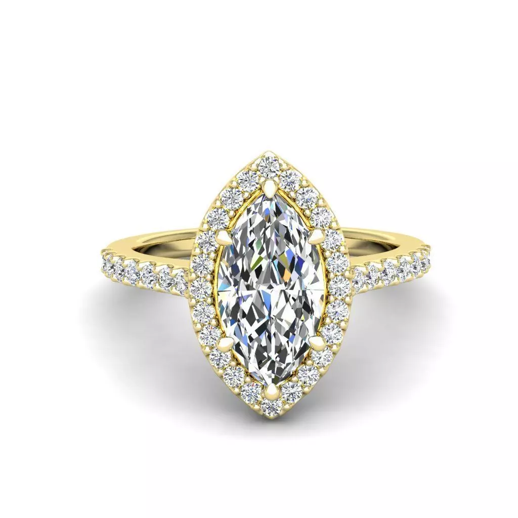 Luxury Engagement Diamond ring marquise 3D print model_0