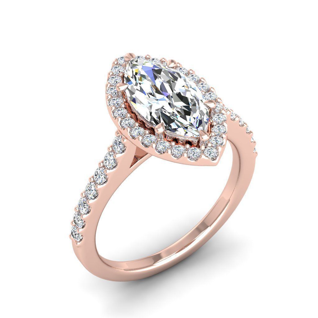 Luxury Engagement Diamond ring marquise 3D print model_10