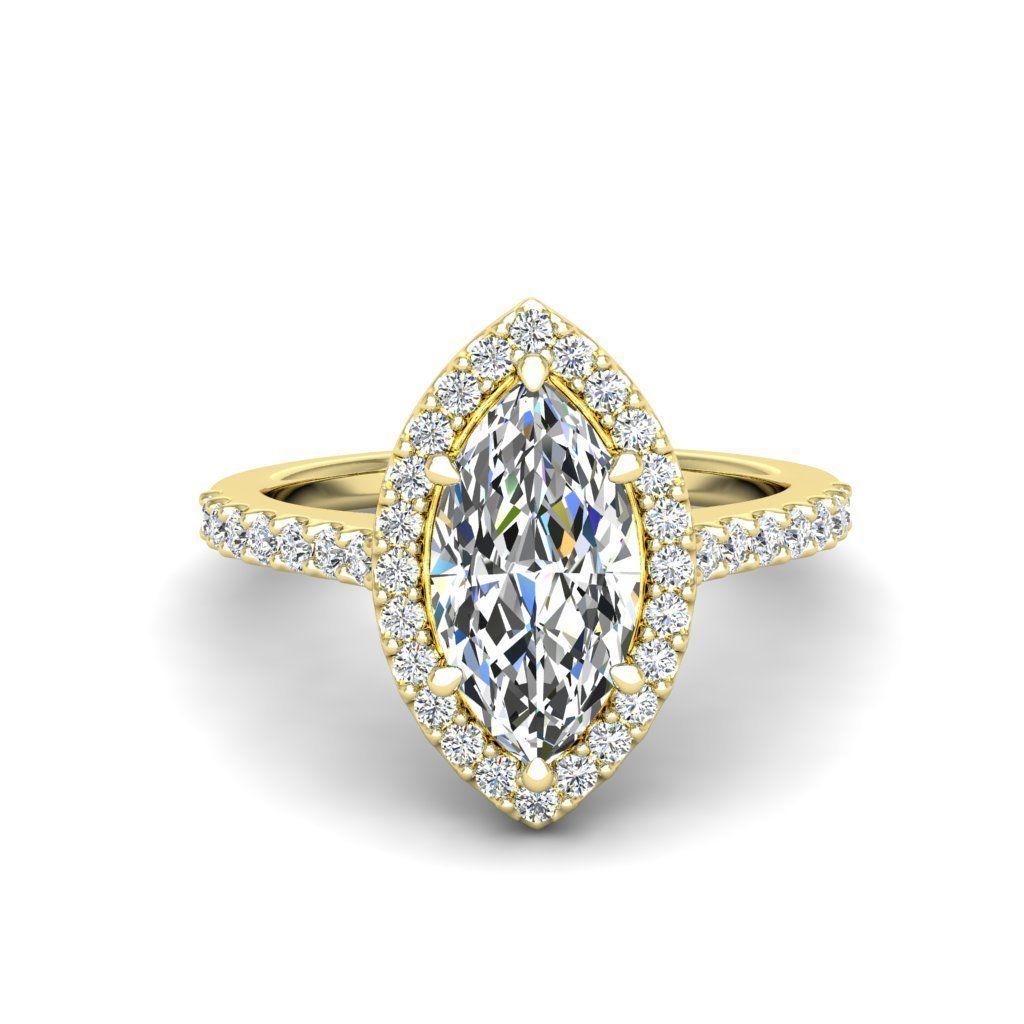 Luxury Engagement Diamond ring marquise 3D print model_17