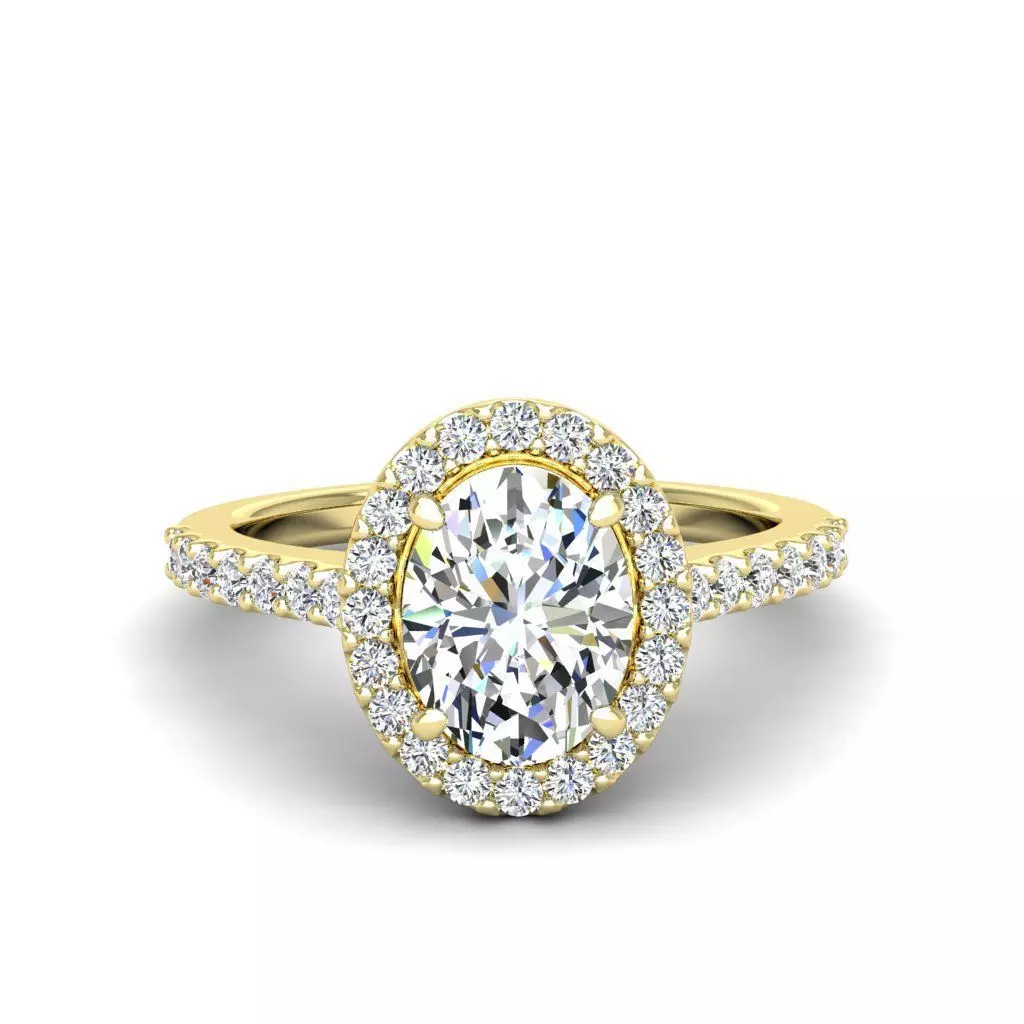 Luxury Engagement Diamond ring oval 3D print model_0