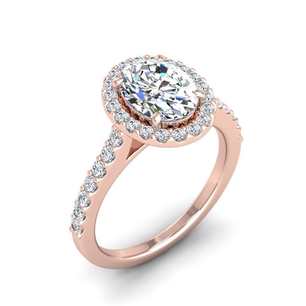 Luxury Engagement Diamond ring oval 3D print model_8