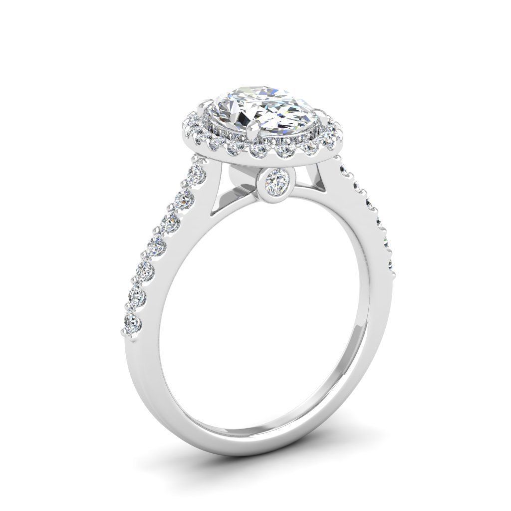 Luxury Engagement Diamond ring oval 3D print model_7