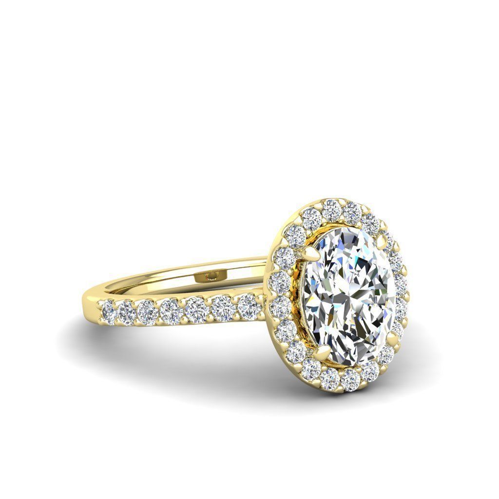 Luxury Engagement Diamond ring oval 3D print model_19