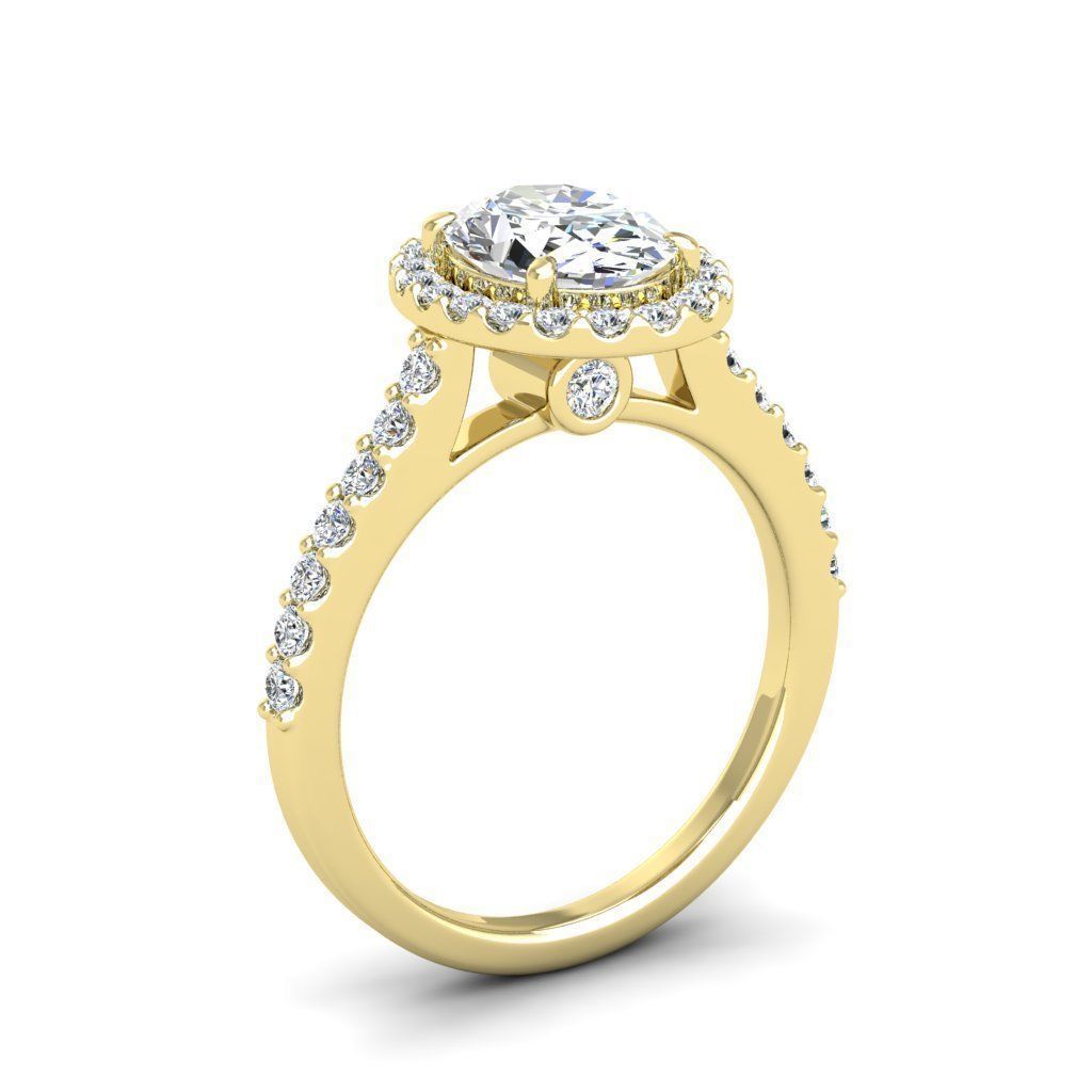 Luxury Engagement Diamond ring oval 3D print model_23