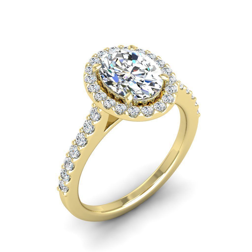 Luxury Engagement Diamond ring oval 3D print model_6