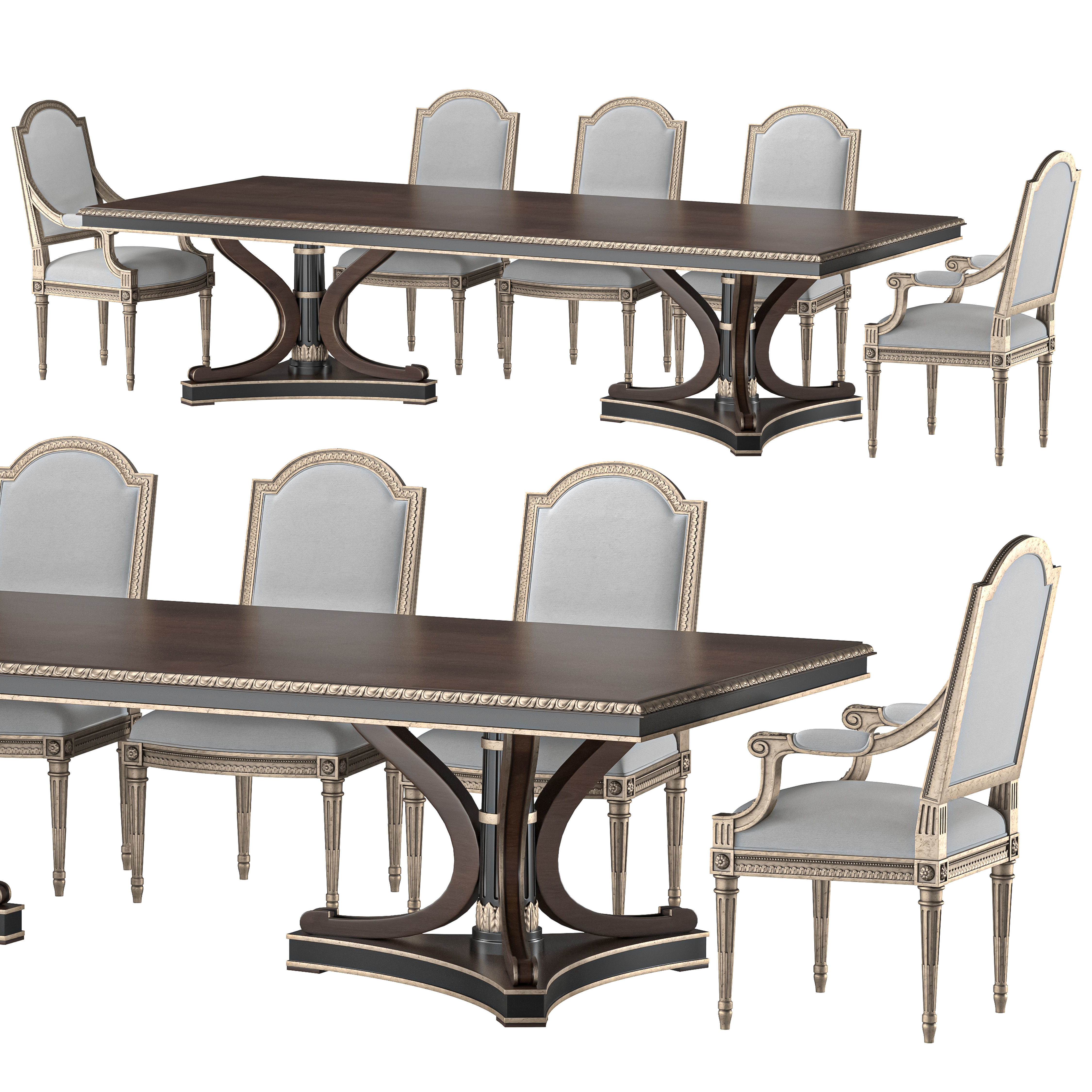 ebanista luciani rectangular dining table  and chair 3D model_1