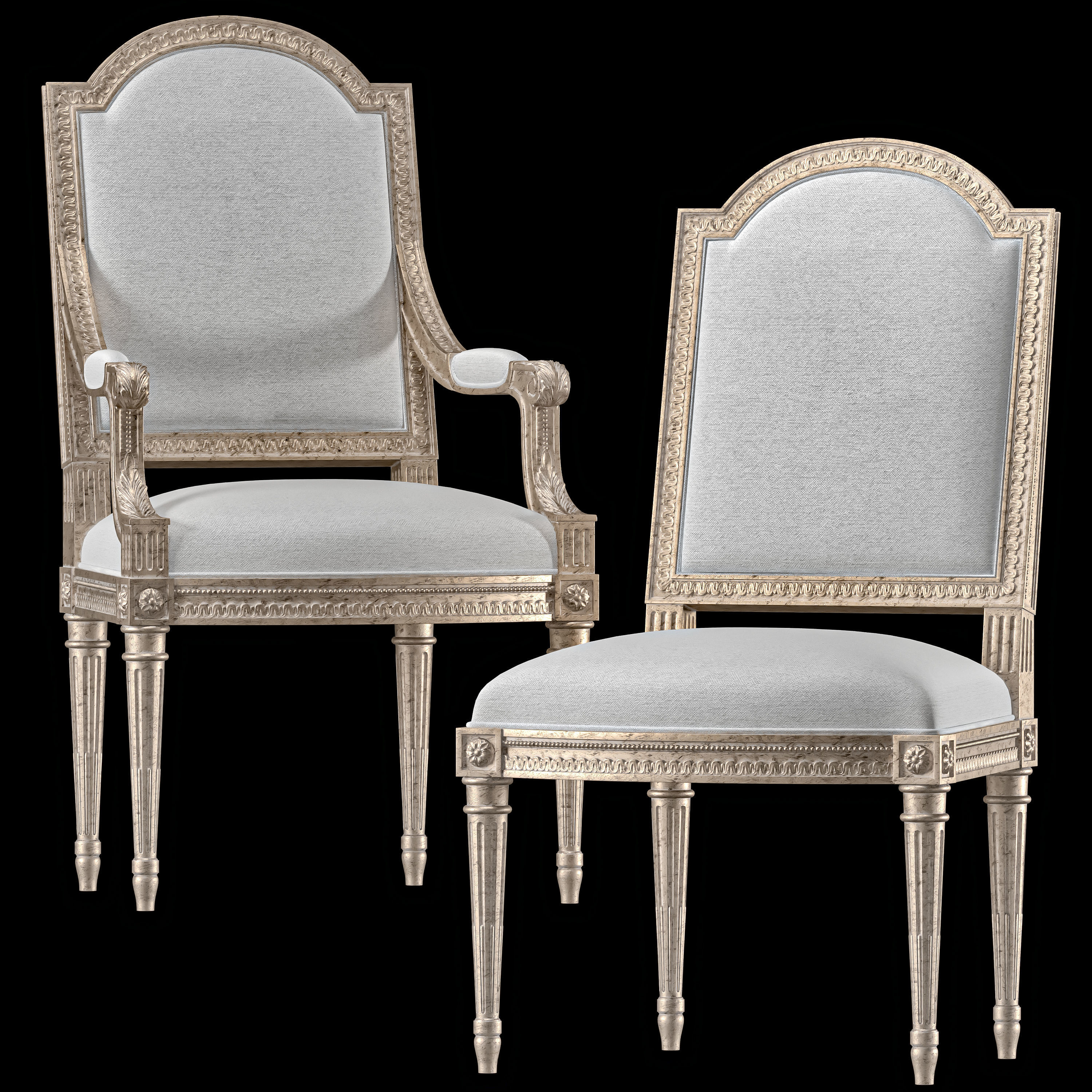 ebanista luciani rectangular dining table  and chair 3D model_12