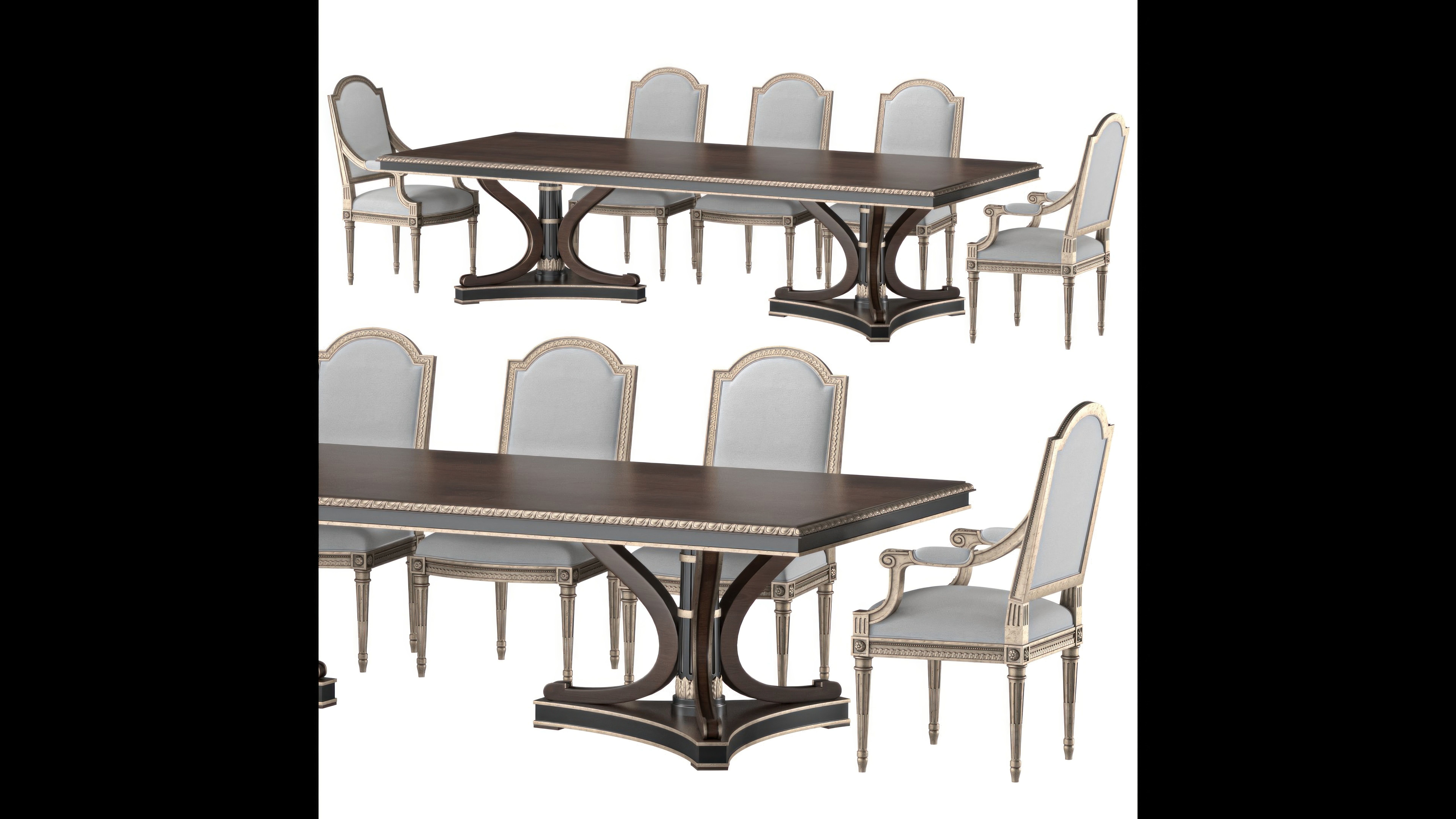 ebanista luciani rectangular dining table  and chair 3D model_9