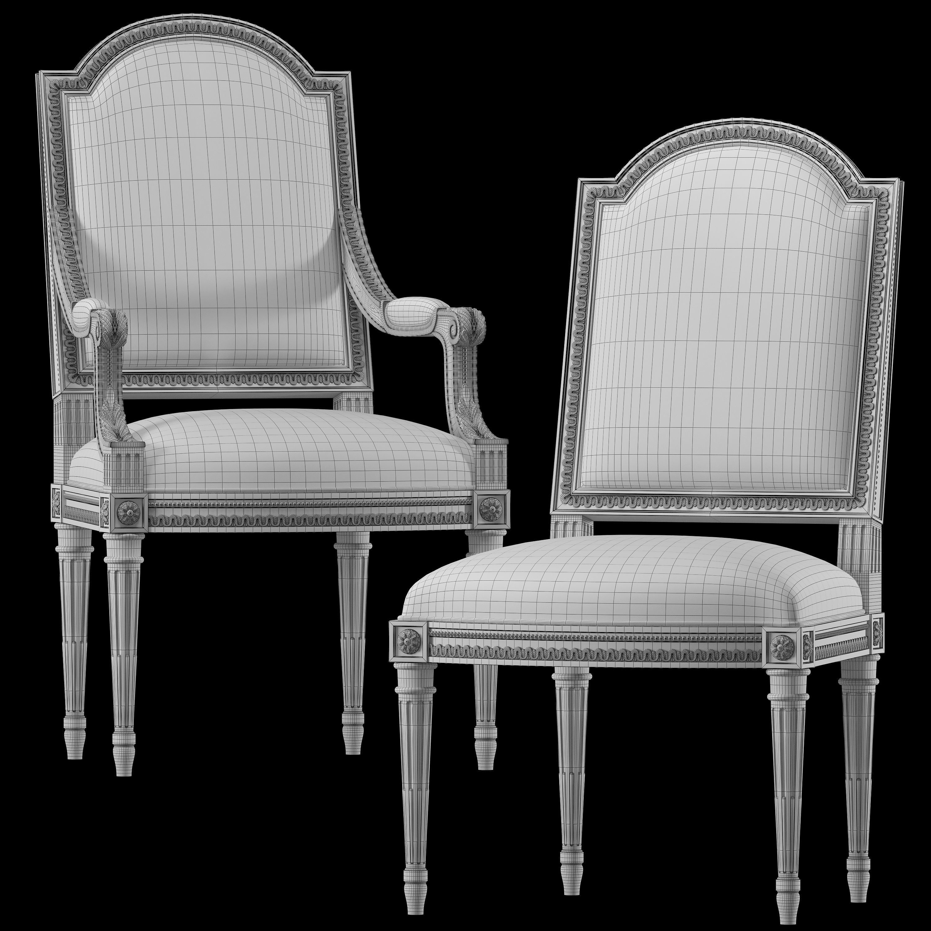 ebanista luciani rectangular dining table  and chair 3D model_13