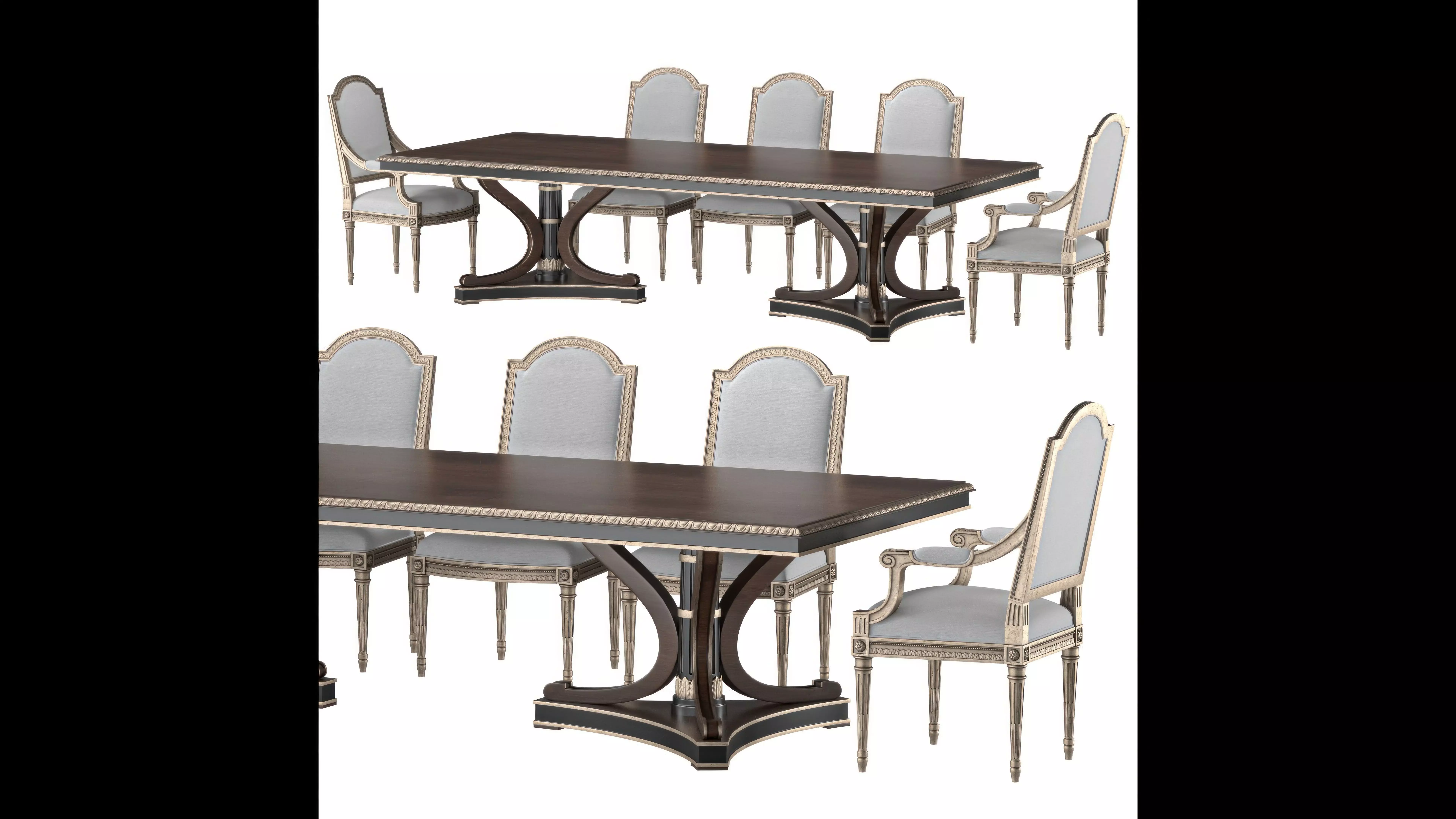 ebanista luciani rectangular dining table  and chair 3D model_0