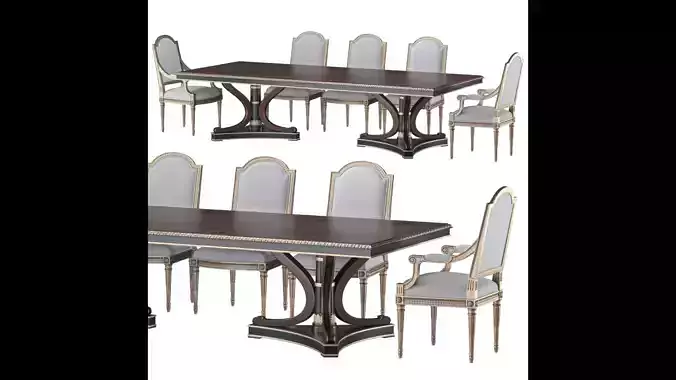 ebanista luciani rectangular dining table  and chair