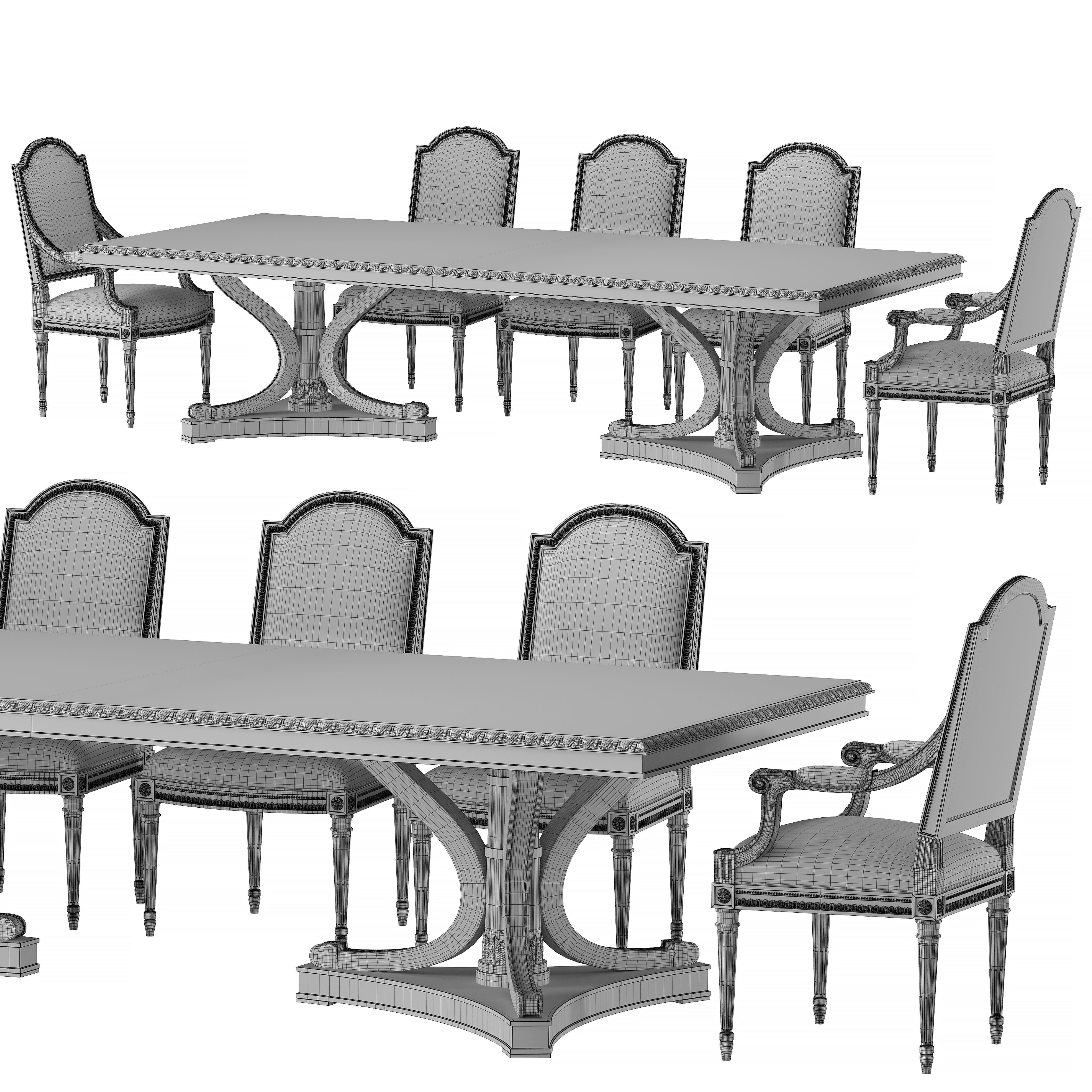 ebanista luciani rectangular dining table  and chair 3D model_2