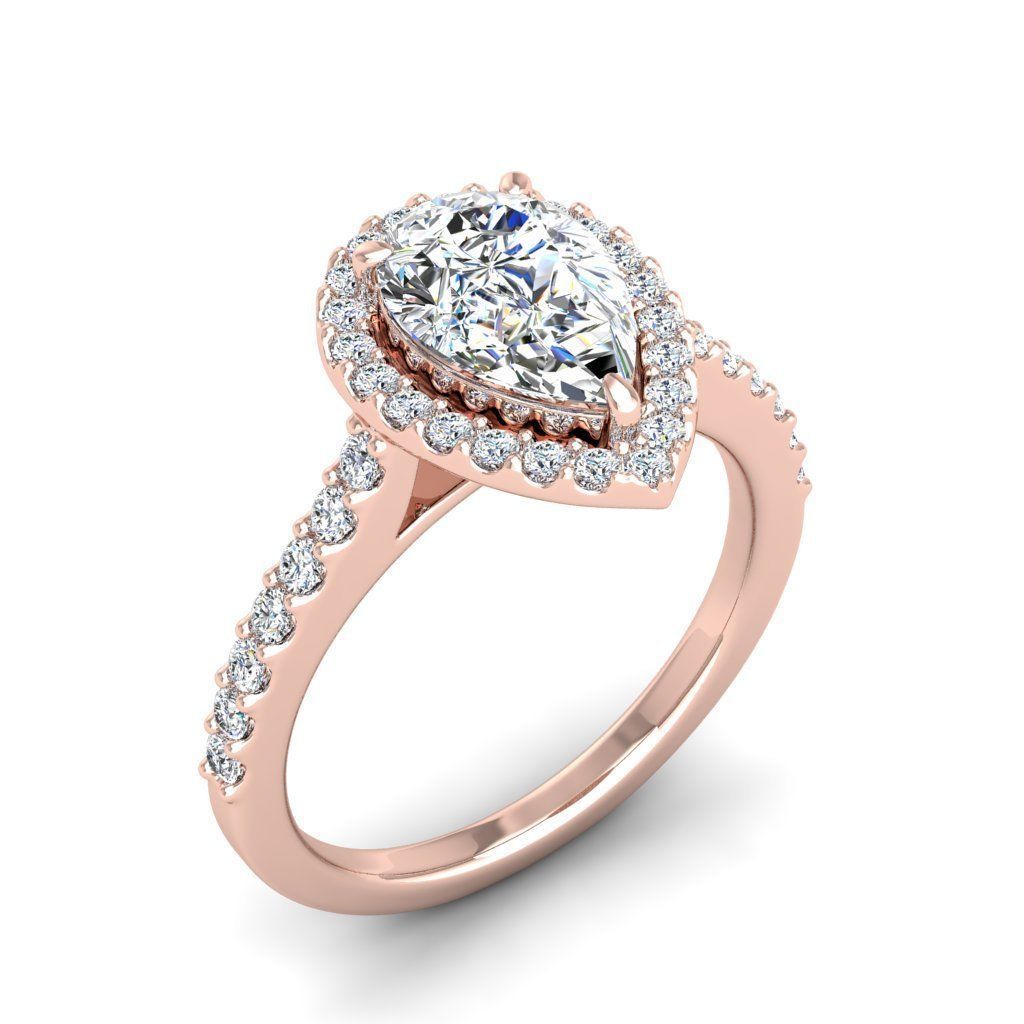 Luxury Engagement Diamond ring pear 3D print model_14