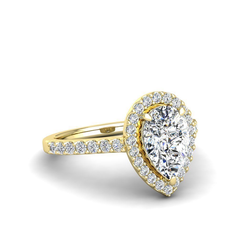Luxury Engagement Diamond ring pear 3D print model_9