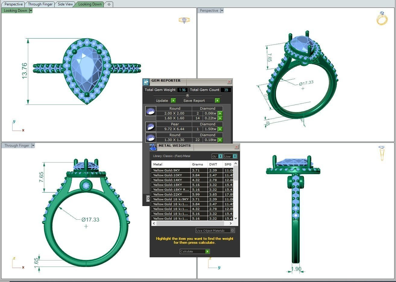Luxury Engagement Diamond ring pear 3D print model_4