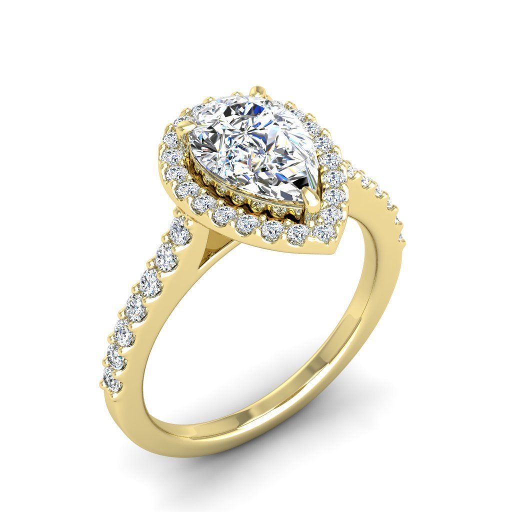 Luxury Engagement Diamond ring pear 3D print model_15