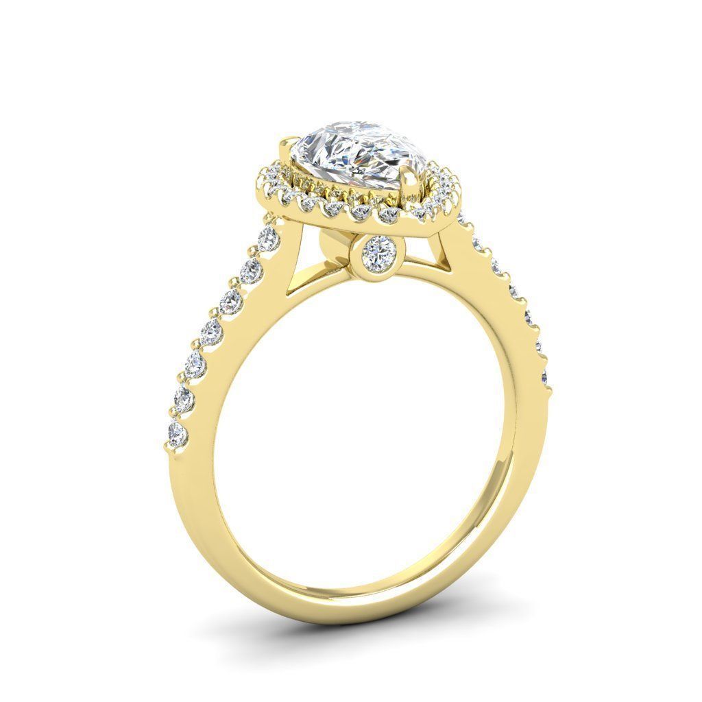 Luxury Engagement Diamond ring pear 3D print model_7