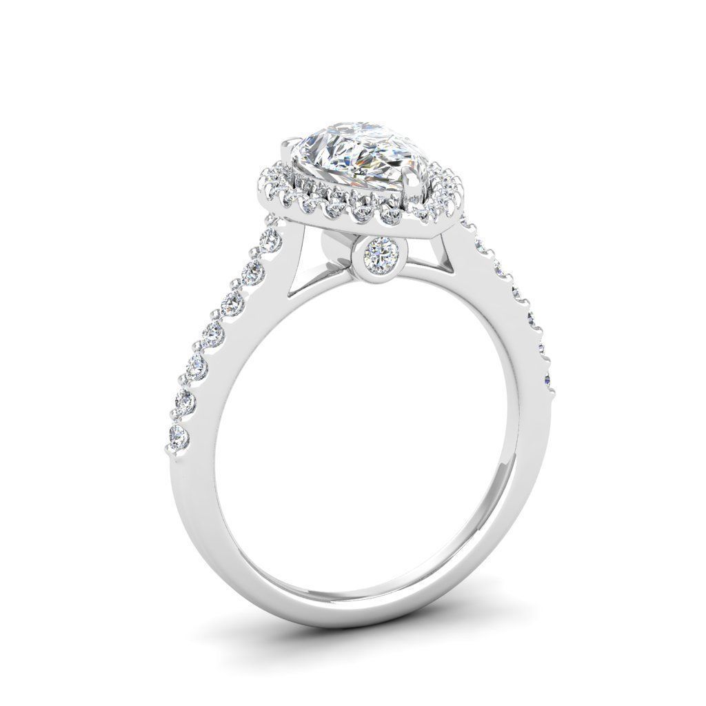 Luxury Engagement Diamond ring pear 3D print model_5