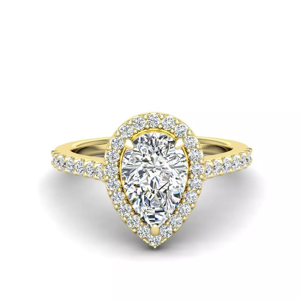 Luxury Engagement Diamond ring pear 3D print model_0