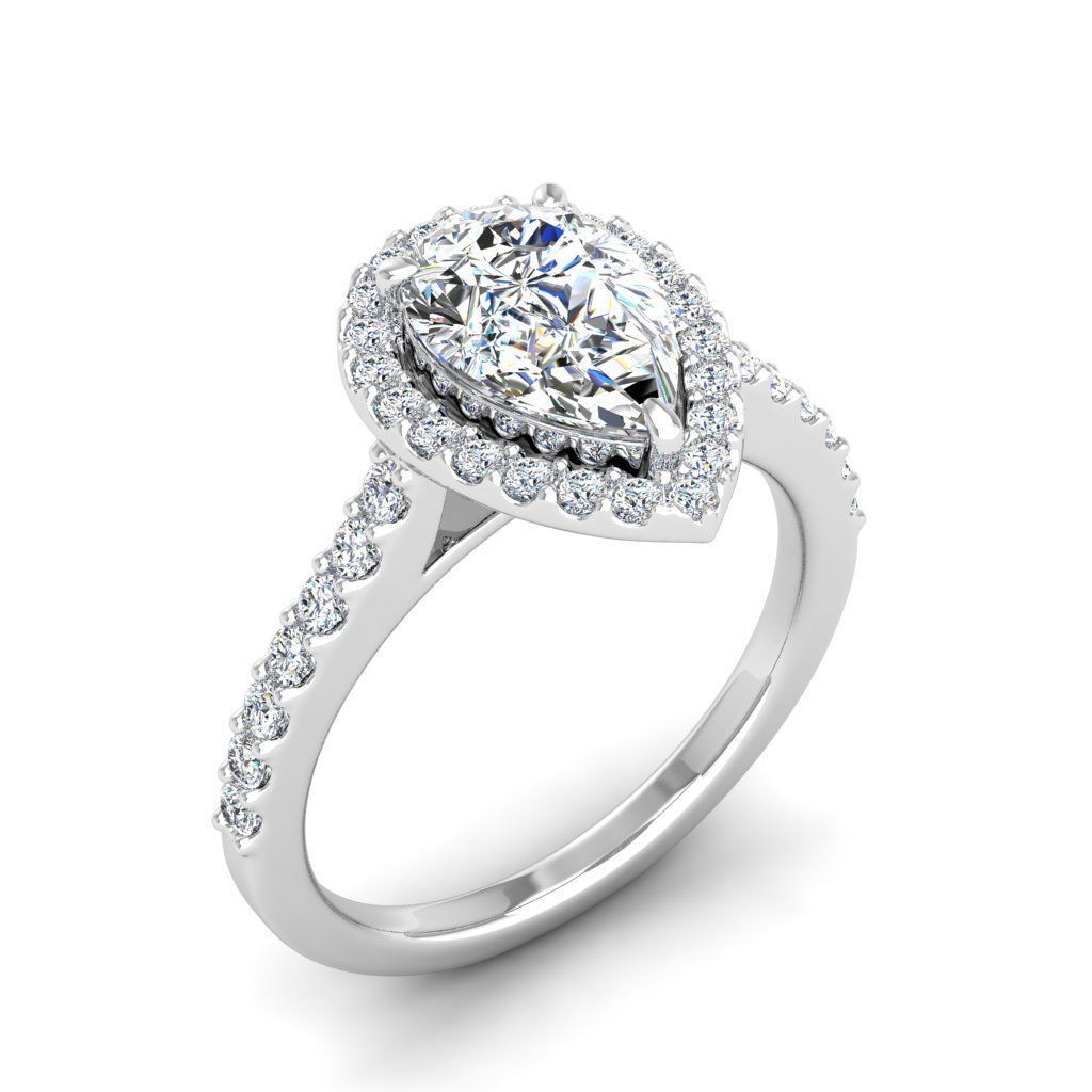 Luxury Engagement Diamond ring pear 3D print model_20