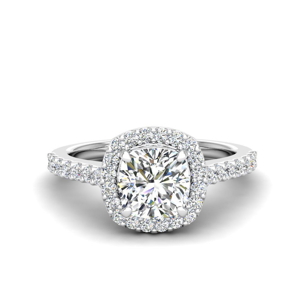 Luxury Engagement Diamond ring qushion 3D print model_19