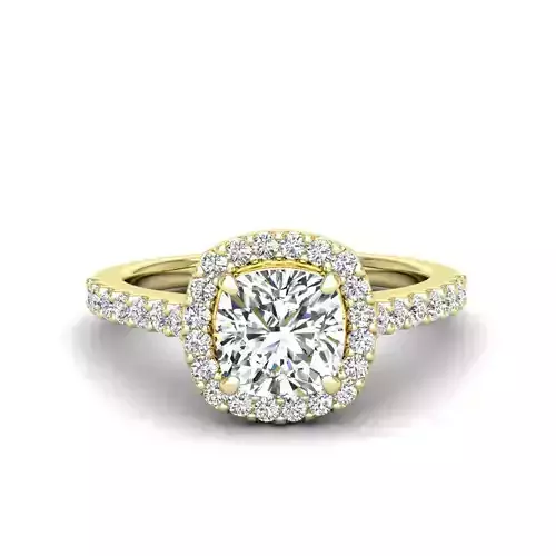 Luxury Engagement Diamond ring qushion 3D print model