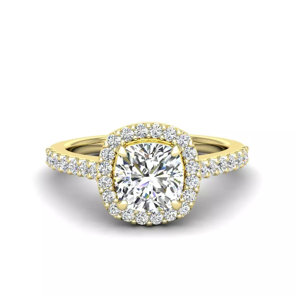 Luxury Engagement Diamond ring qushion 3D print model_0