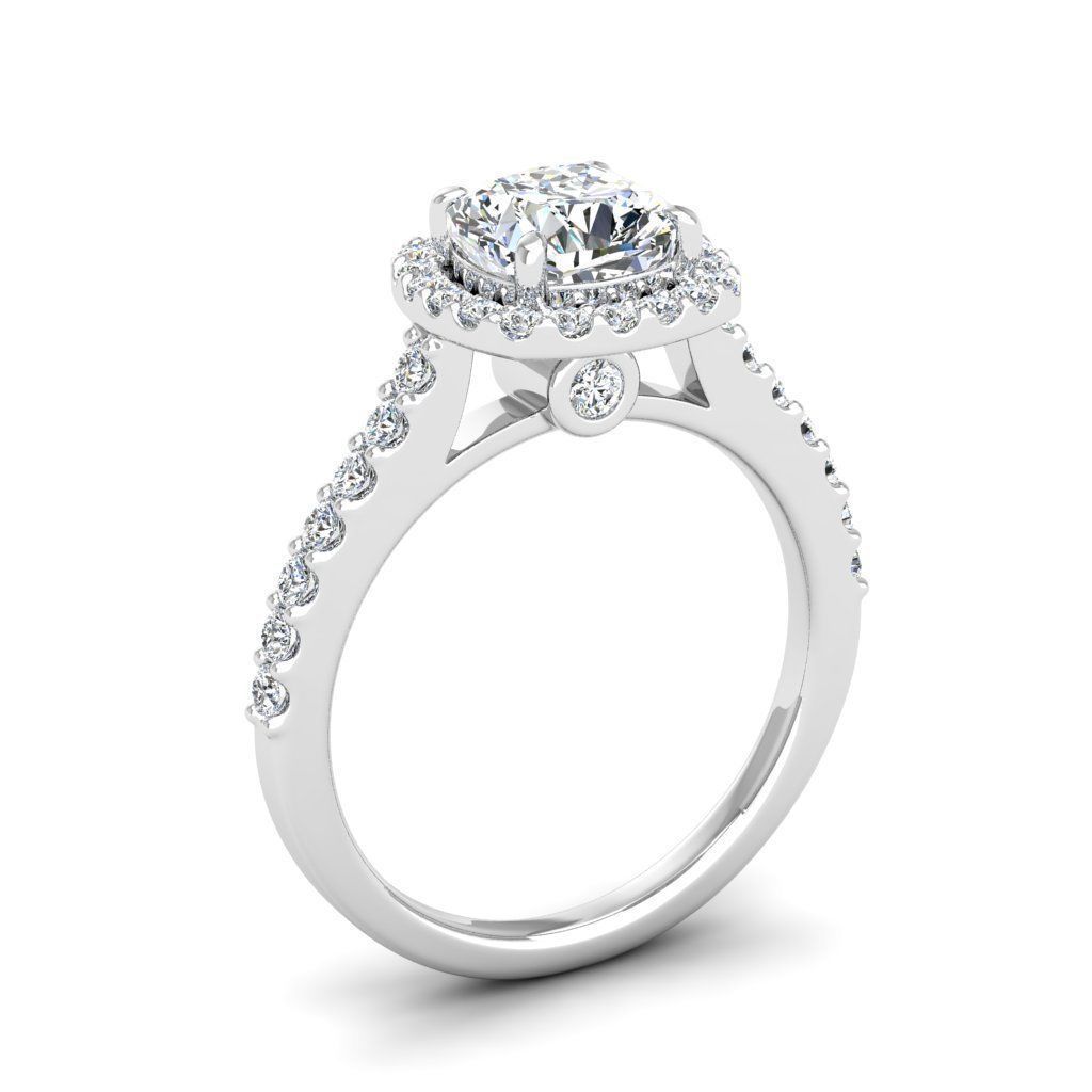Luxury Engagement Diamond ring qushion 3D print model_22