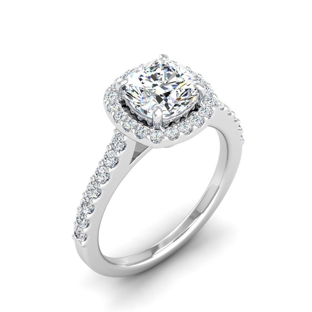 Luxury Engagement Diamond ring qushion 3D print model_21