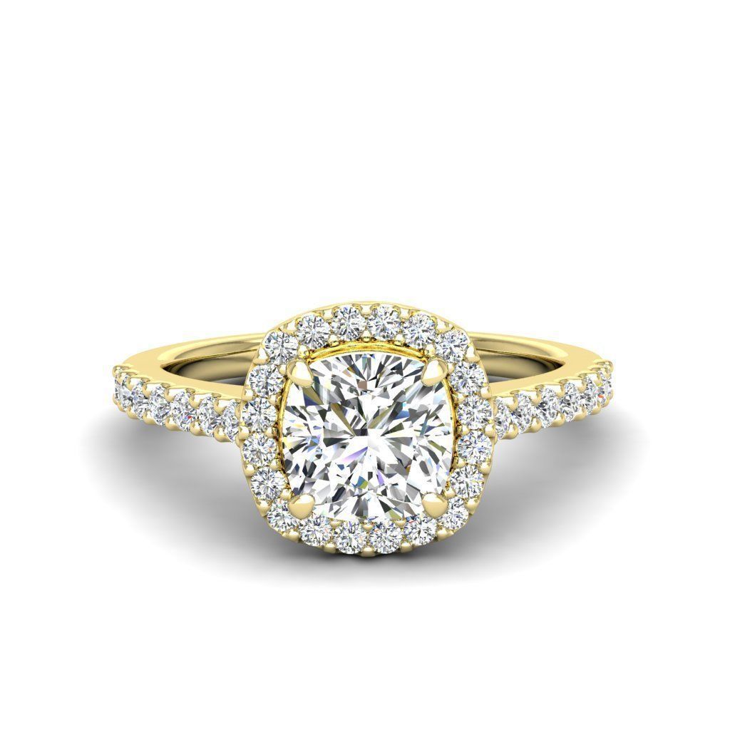 Luxury Engagement Diamond ring qushion 3D print model_18